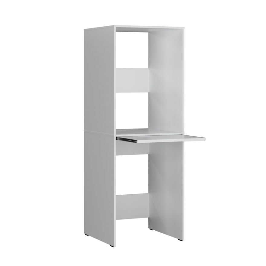 Dulap Baie Adore pentru Masina de Spalat si Uscator cu Blat Glisant, Alb, 65x182x67 cm