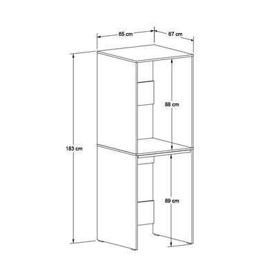 Dulap Baie Adore pentru Masina de Spalat si Uscator cu Blat Glisant, Alb, 65x182x67 cm