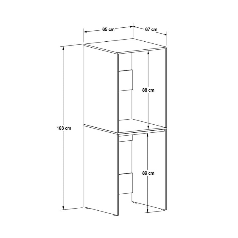 Dulap Baie Adore pentru Masina de Spalat si Uscator cu Blat Glisant, Alb, 65x182x67 cm