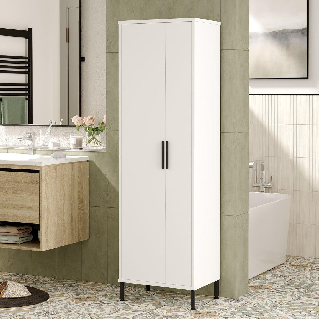 Dulap Baie Compact FR10, Alb, 50x165x35 cm