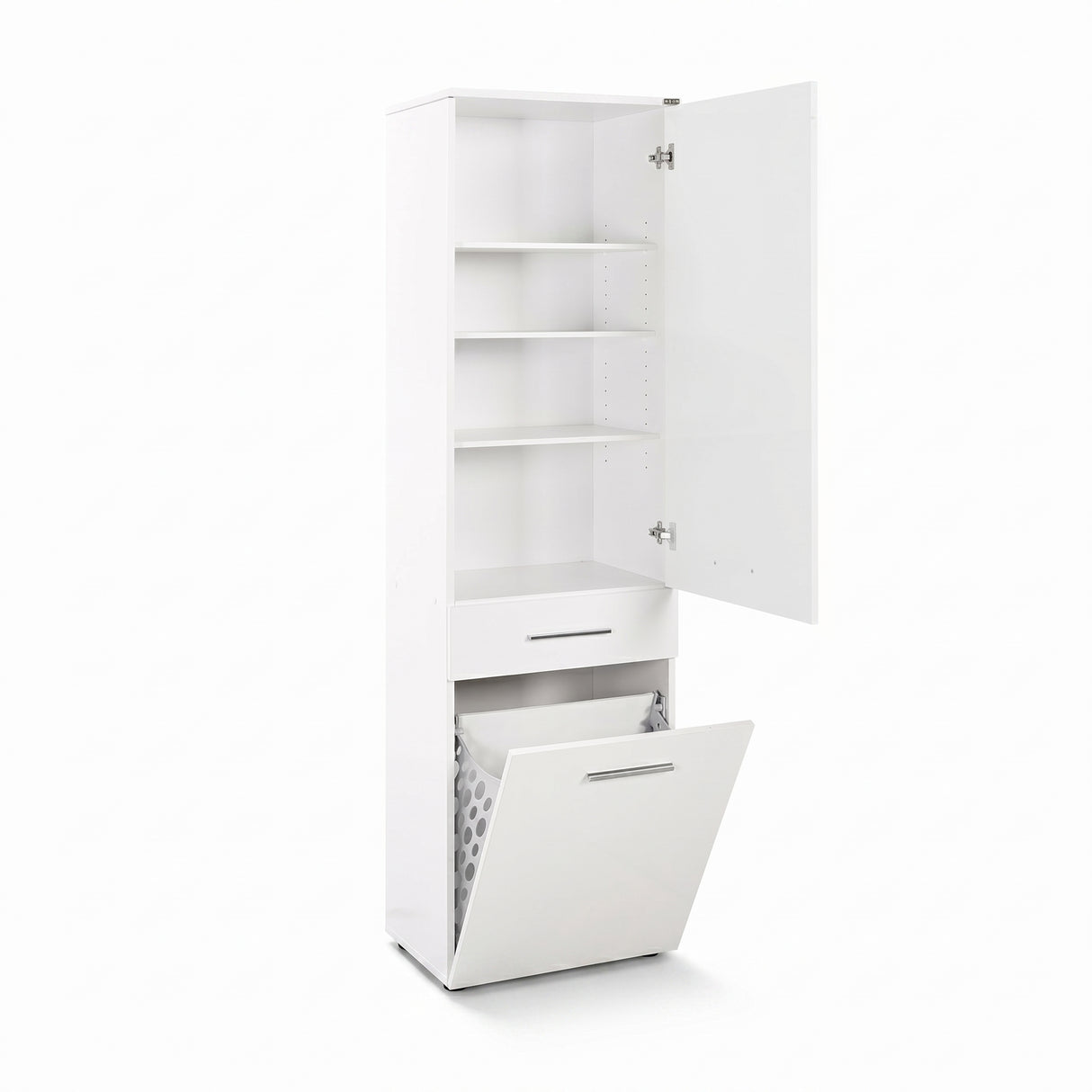 Dulap Baie cu cos de rufe Adore Diamond Maxi, Usa reversibila, Alb Lucios, 52x187x38 cm