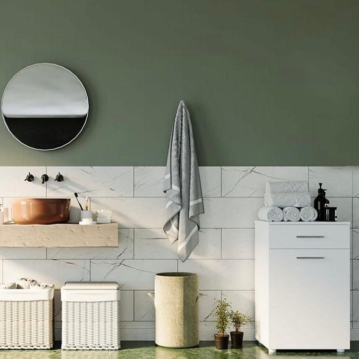 Dulap Baie cu cos de rufe Adore Diamond Mini, sertar, Alb Lucios, 52 x 83 x 38 cm