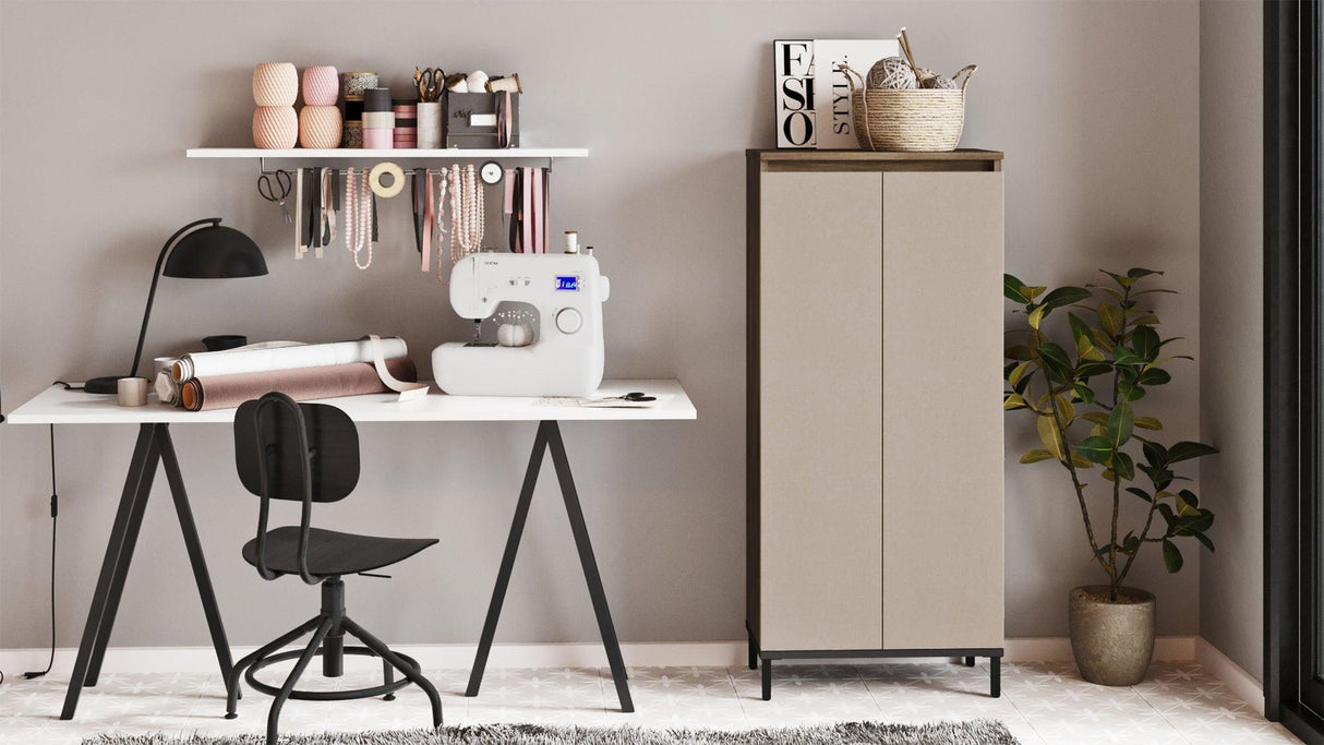 Dulap Baie Elegant cu 2 usi si 3 rafturi, Maro, 60 x 134 x 32 cm