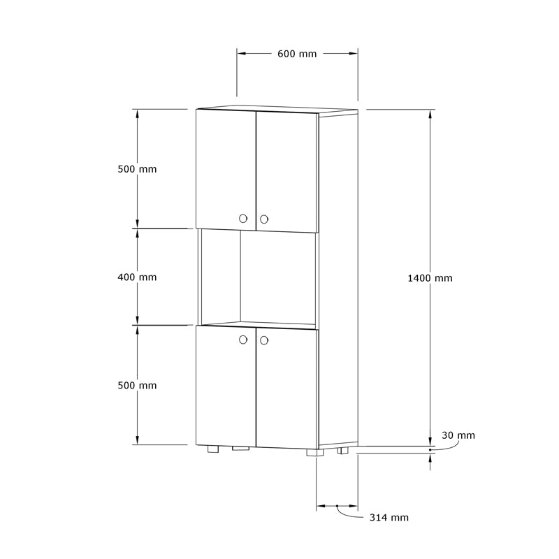 Dulap bucatarie Guzel, Nuc, 60x31x140 cm