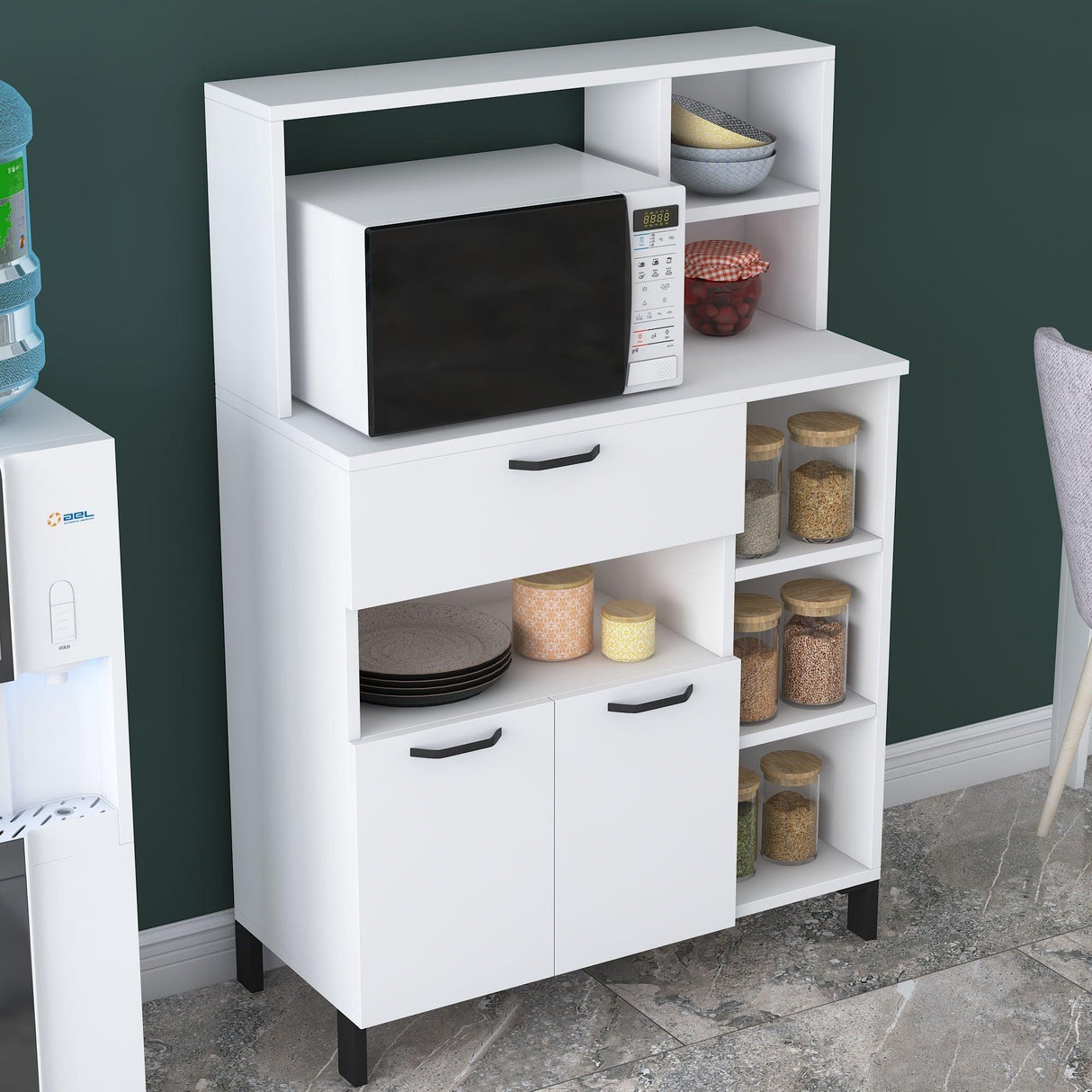 Dulap Bucatarie Tete 2 usi si sertar, Alb, 90 x 134 x 40 cm