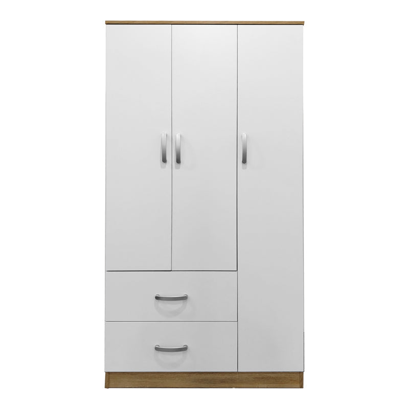 Dulap Athos cu 3 usi si 2 sertare, 90x42x180 cm - Sonoma-Alb