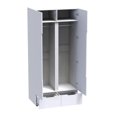 Dulap cu doua usi Afina, Alb Lucios, 100x57x213 cm, imagine suplimentara