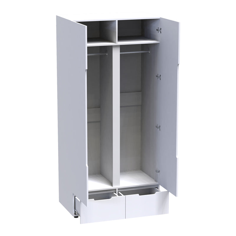 Dulap cu doua usi Afina, Alb Lucios, 100x57x213 cm, imagine suplimentara