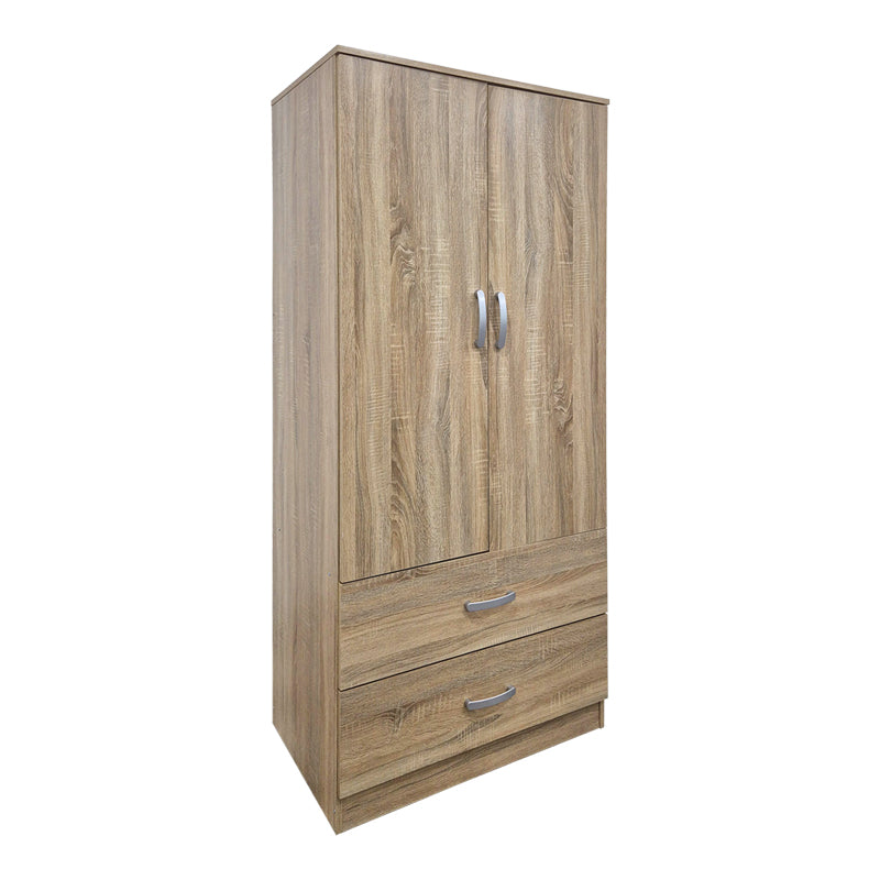 Dulap de haine Double-leaf wardrobe cu 2 drawers Alvia, alb, 80x52x180 cm - SONOMA
