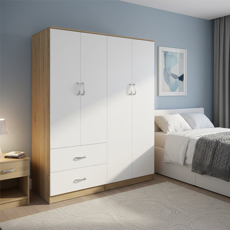 Dulap Athos cu 4 usi, 160x42x180 cm - Sonoma-Alb