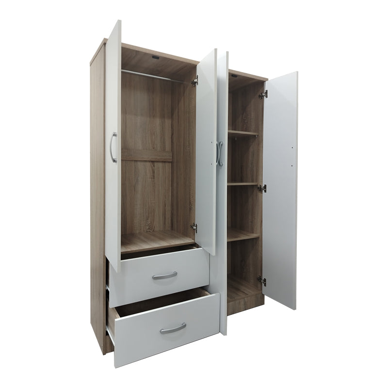 Dulap Lego cu 4 usi si 2 sertare, 121x42x181 cm - Sonoma-Alb