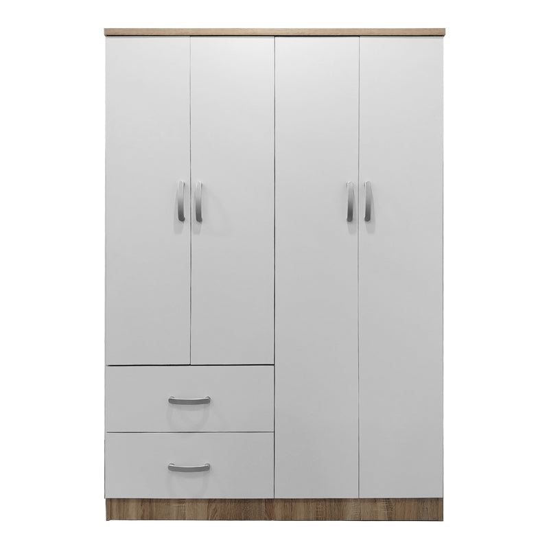 Dulap Lego cu 4 usi si 2 sertare, 121x42x181 cm - Sonoma-Alb