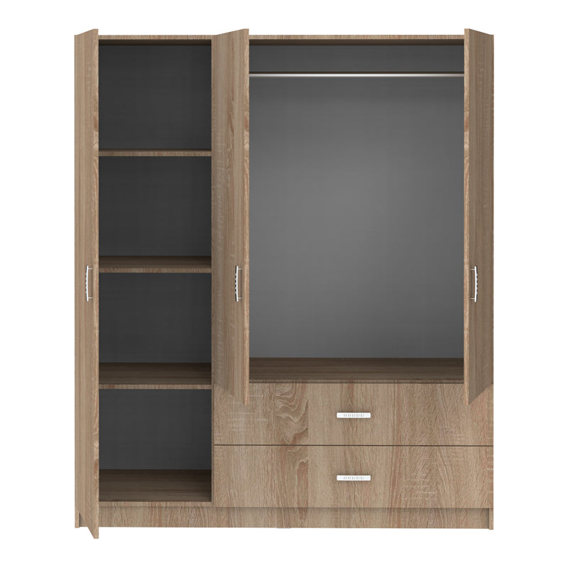 Dulap cu trei uși Royal, Alb, 150x58x177 cm - Stejar