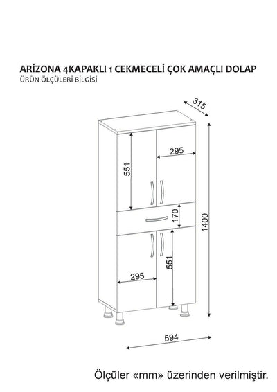 Dulap de baie Arizona 4 Kapak, Alb, 59x140x32 cm