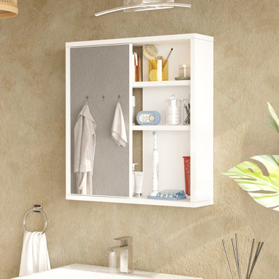 Dulap de baie Bagno cu oglinda, Alb, 60x14x64 cm, imagine suplimentara