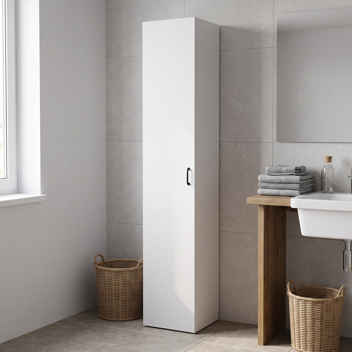 Dulap de baie Column-cabinet Anira, Alb, 30x30x180 cm