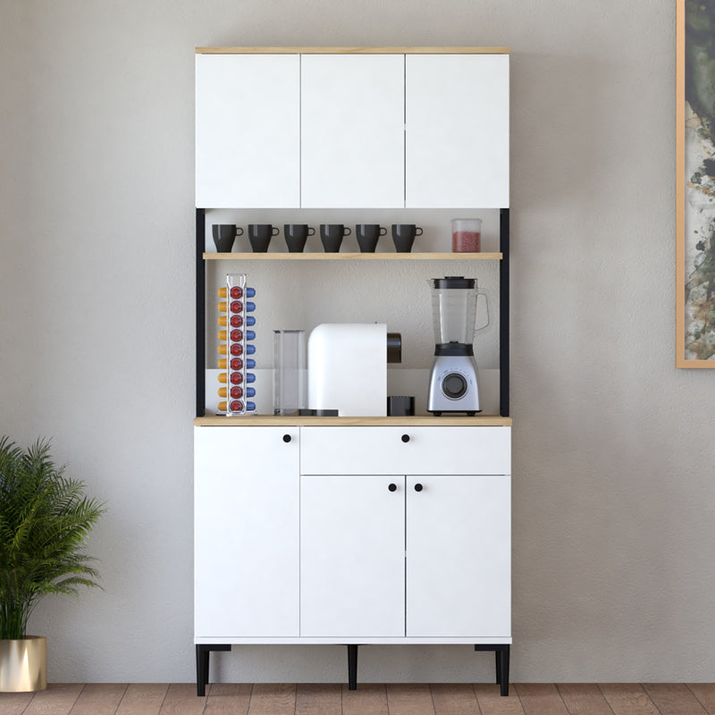 Dulap de bucatarie Lenner, Sonoma-Alb, 90x45x184 cm