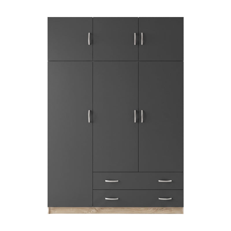 Dulap de haine Alvia, 3 usi, cu extensie superioara, 150x51x240 cm - Sonoma-Antracit