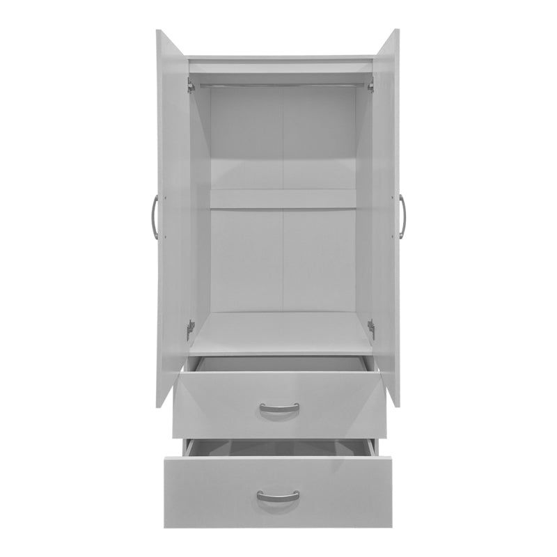 Dulap de haine Double-leaf wardrobe cu 2 drawers Alvia, alb, 80x52x180 cm - Alb