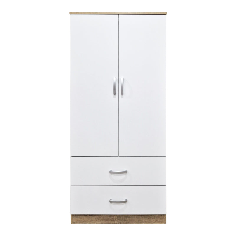 Dulap de haine Double-leaf wardrobe cu 2 drawers Alvia, Diverse culori, 80x52x180 cm - Alb-Sonoma