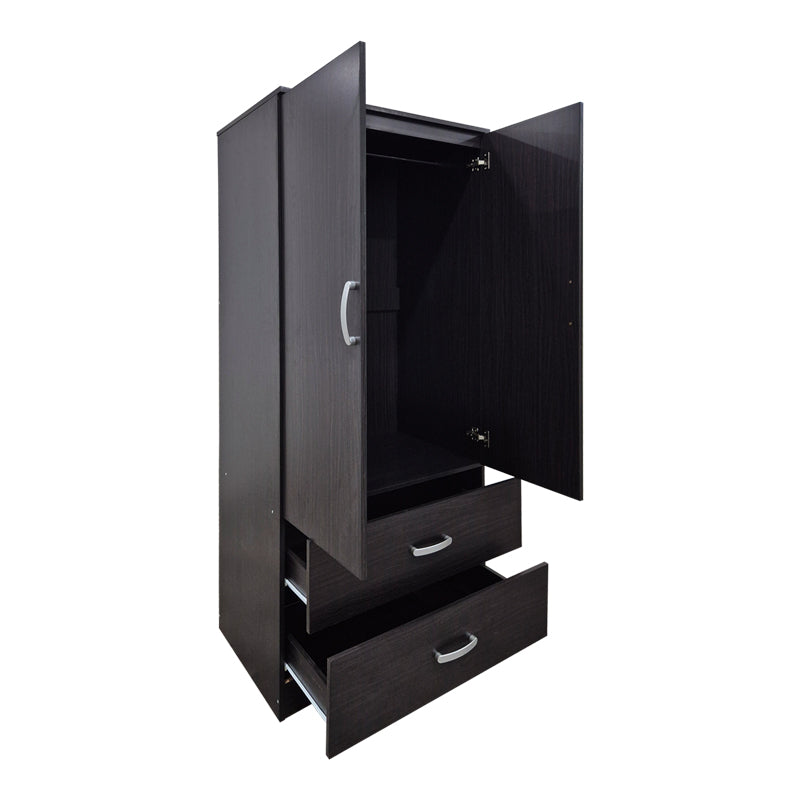 Dulap de haine Double-leaf wardrobe cu 2 drawers Alvia, alb, 80x52x180 cm - WENGE