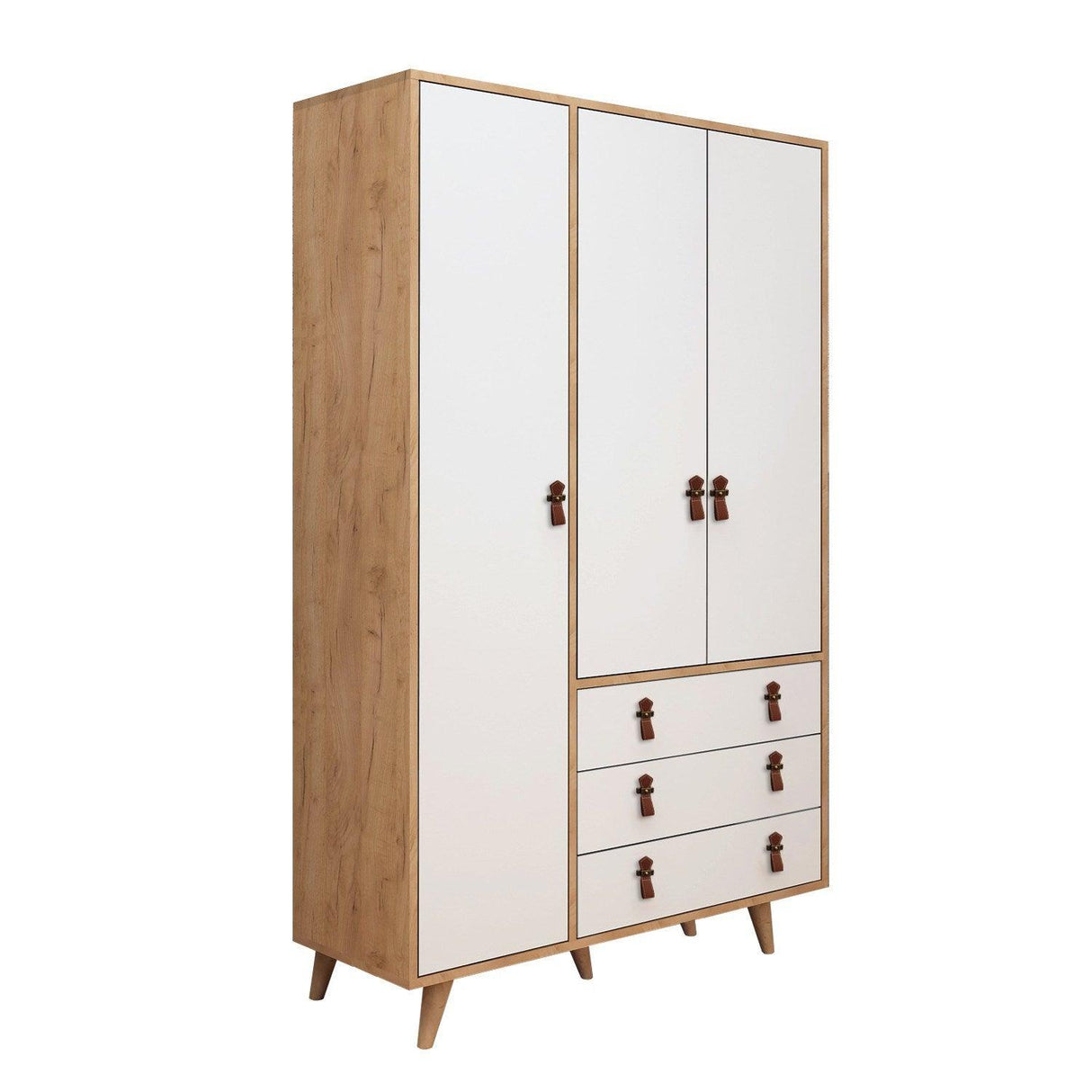 Dulap de Haine Franky, Alb / Stejar, 120x187x52 cm