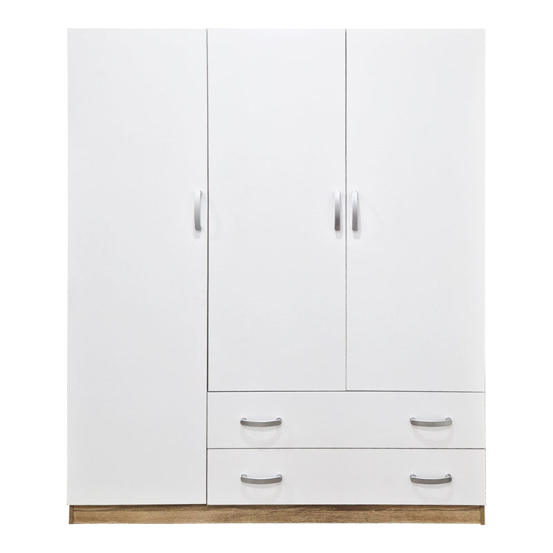 Dulap de haine Three-leaf wardrobe cu 2 drawers Alvia, Diverse culori, 150x51x180cm - Alb-Sonoma
