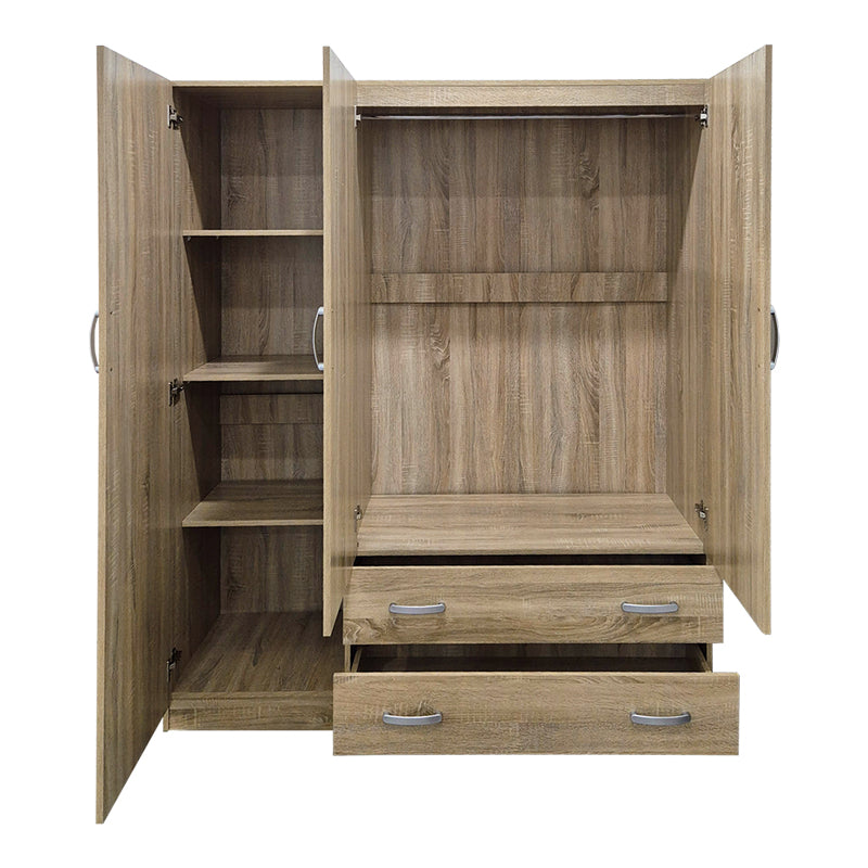Dulap de haine Three-leaf wardrobe cu 2 drawers Alvia, wenge, 150x51x180cm - SONOMA