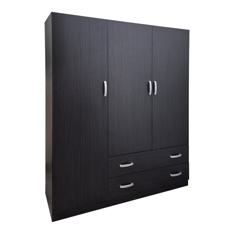 Dulap de haine Three-leaf wardrobe cu 2 drawers Alvia, wenge, 150x51x180cm - WENGE