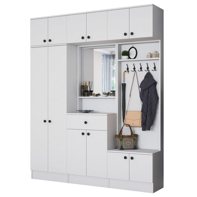 Dulap de Pantofar Kent cu mult usi , Alb, 180 x 227 x 36 cm