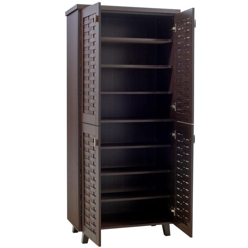 Dulap de pantofi Mantam 4 usi, 24 - 30 de perechi, Sonoma - Nuc, 78x40x170 cm - Nuc