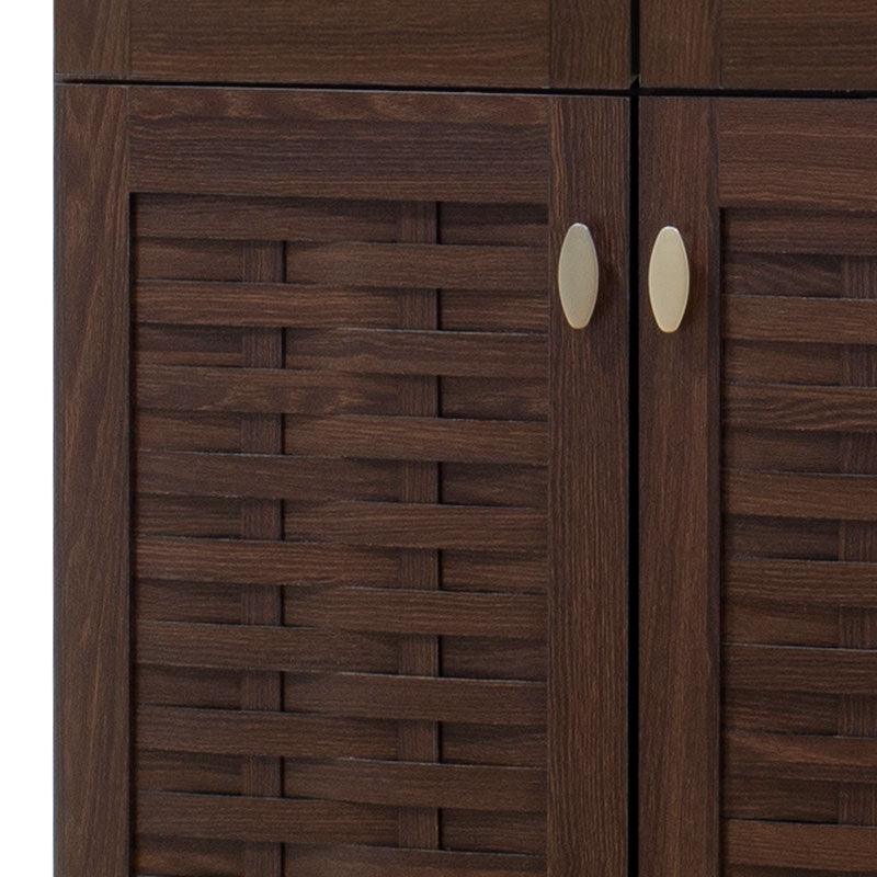 Dulap de pantofi Mantam 4 usi, 24 - 30 de perechi, Sonoma - Nuc, 78x40x170 cm - Nuc