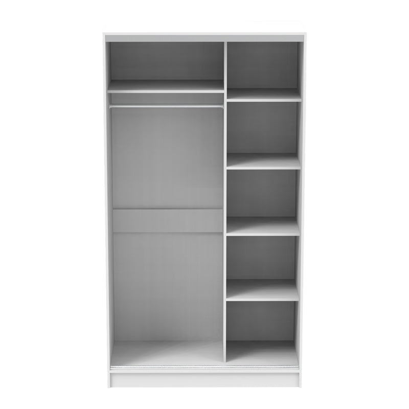 Dulap dormitor cu usi glisante si oglinda Korredor, Sonoma, 120x60x220 cm - Alb