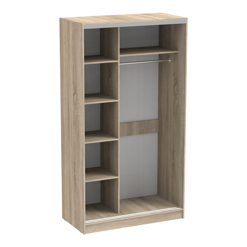 Dulap dormitor cu usi glisante si oglinda Korredor, Sonoma, 120x60x220 cm - Stejar