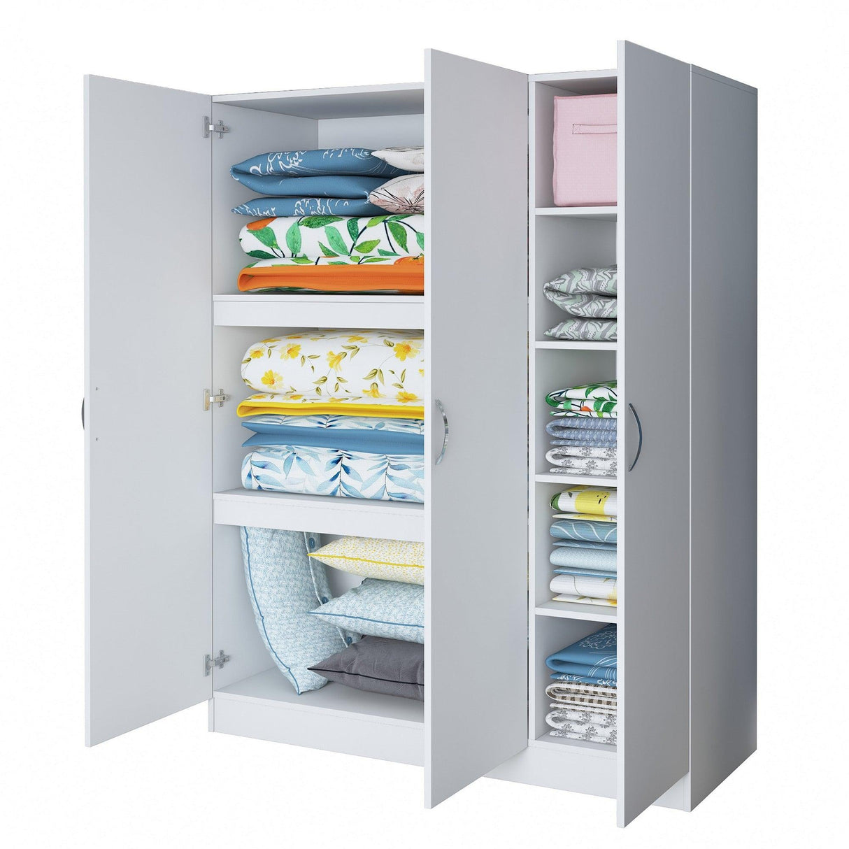 Dulap Dormitor Mama 3 usi si 6 Rafturi, Alb, 145 x 182 x 55 cm