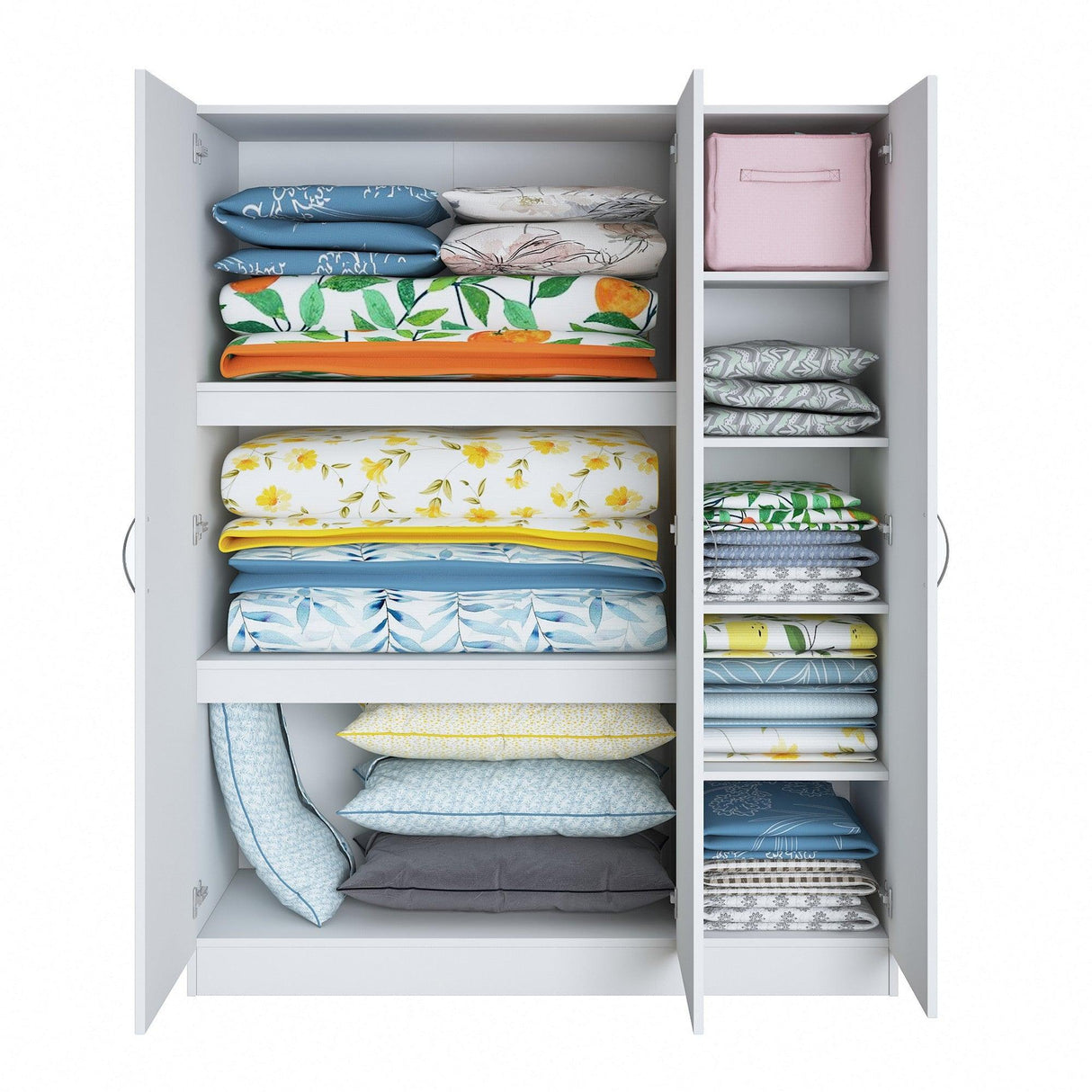 Dulap Dormitor Mama 3 usi si 6 Rafturi, Alb, 145 x 182 x 55 cm