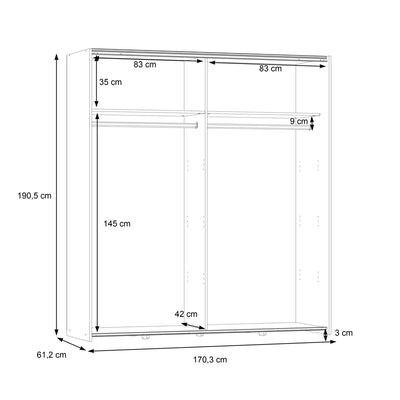 Dulap dormitor Noez, Stejar, 170x61x190 cm, detaliu produs