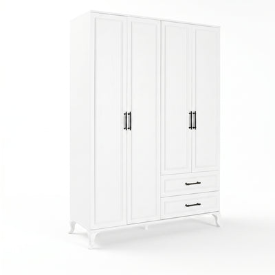 Dulap Haine Adore Country, 4 usi cu 2 sertare, Alb, 137 x 199 x 51 cm