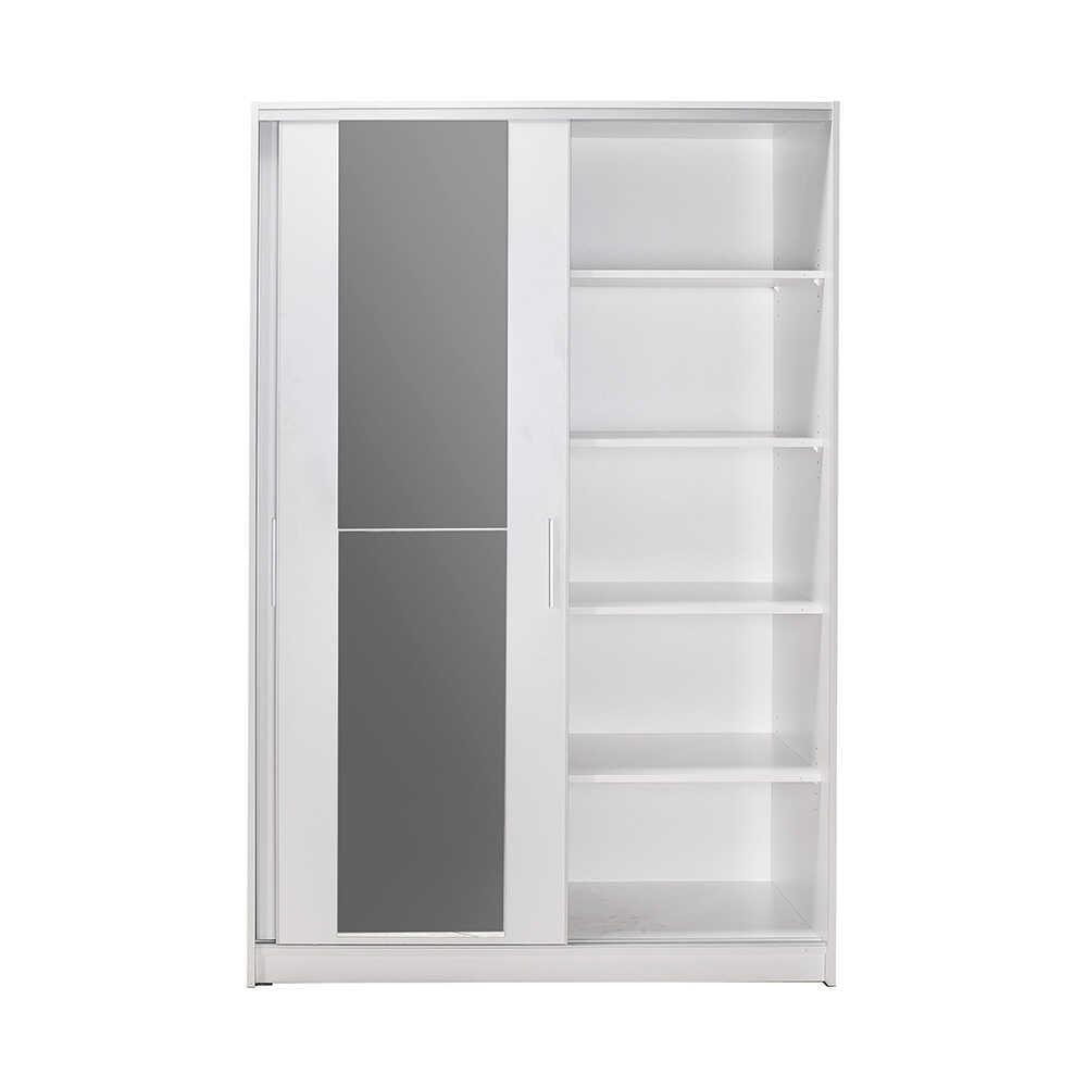 Dulap Haine Adore Elit Mediu, 2 usi glisante cu oglinda, Alb - Natur - Sonoma, 120x182x52 cm - Alb