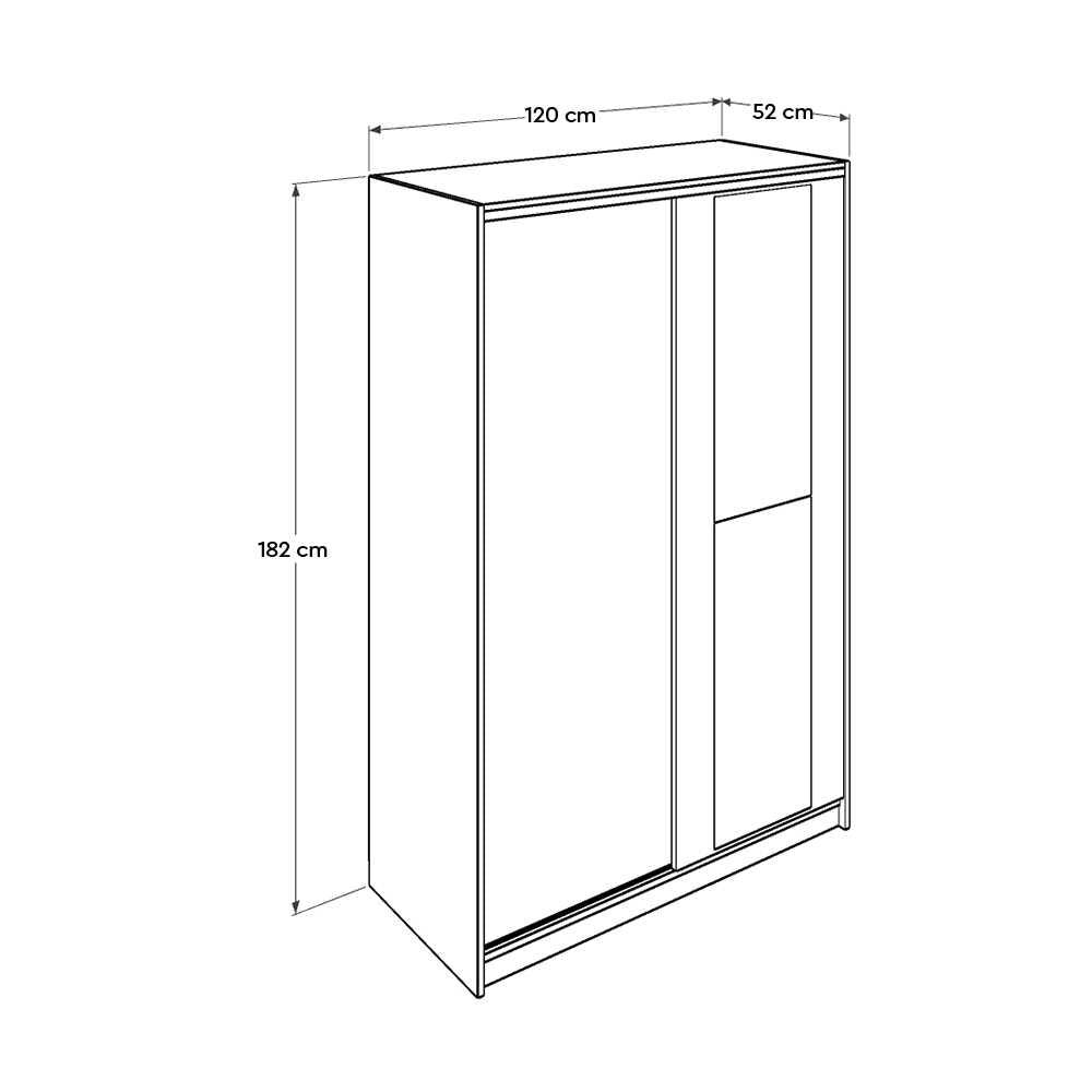 Dulap Haine Adore Elit Mediu , 2 usi glisante cu oglinda, Alb - Lemn Natural, 120 x 182 x 52 cm