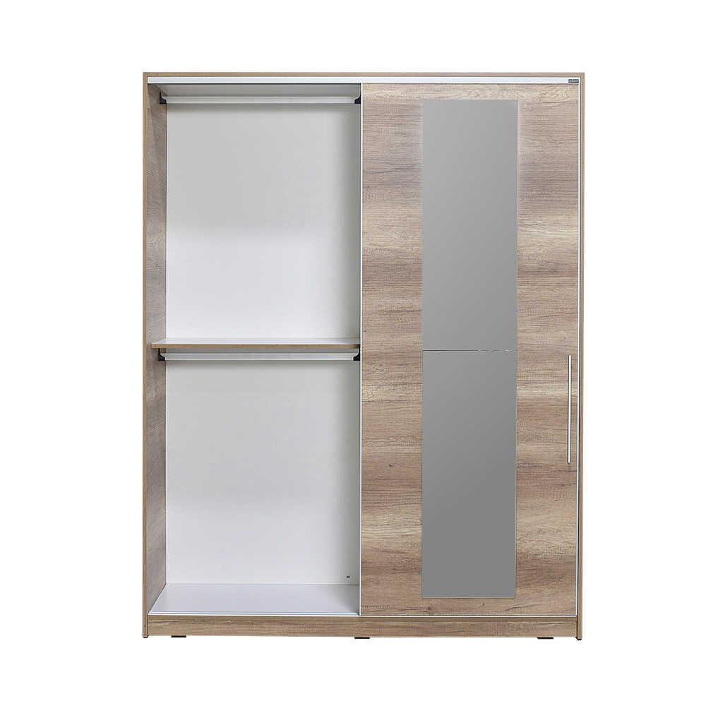 Dulap Haine Adore Elit XL, 2 usi glisante cu oglinda si 3 umarase, Lemn, Natural - Sonoma, 160x207x60 cm