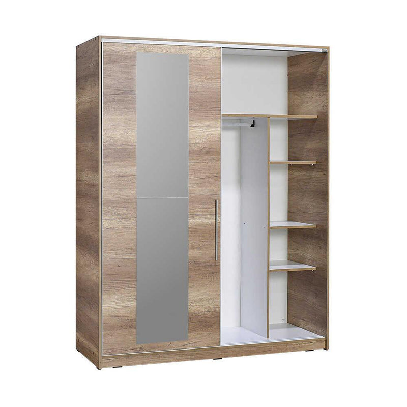 Dulap Haine Adore Elit XL, 2 usi glisante cu oglinda si 3 umarase, Lemn, Natural - Sonoma, 160x207x60 cm, foto produs