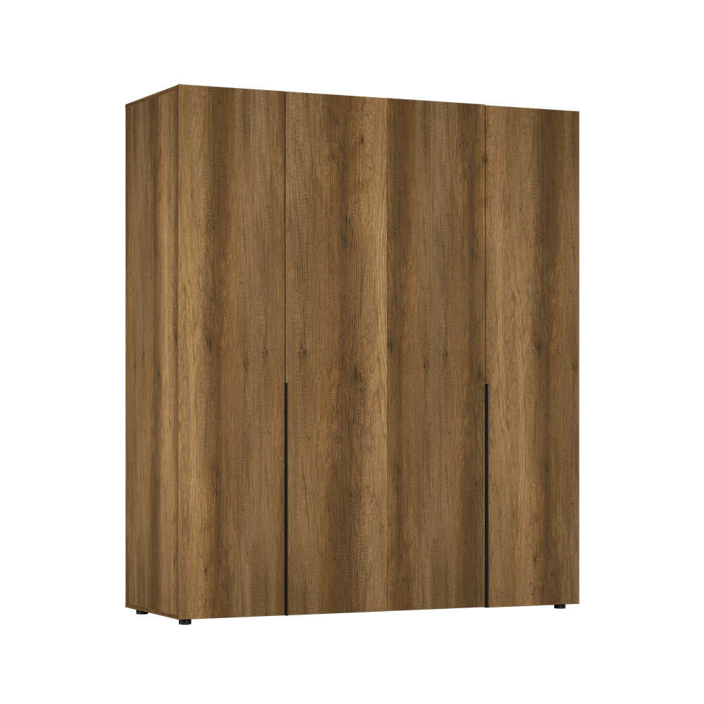 Dulap Haine Adore Oryana cu 4 usi cu rafturi si umerasi, 180x210x62 cm - Nuc