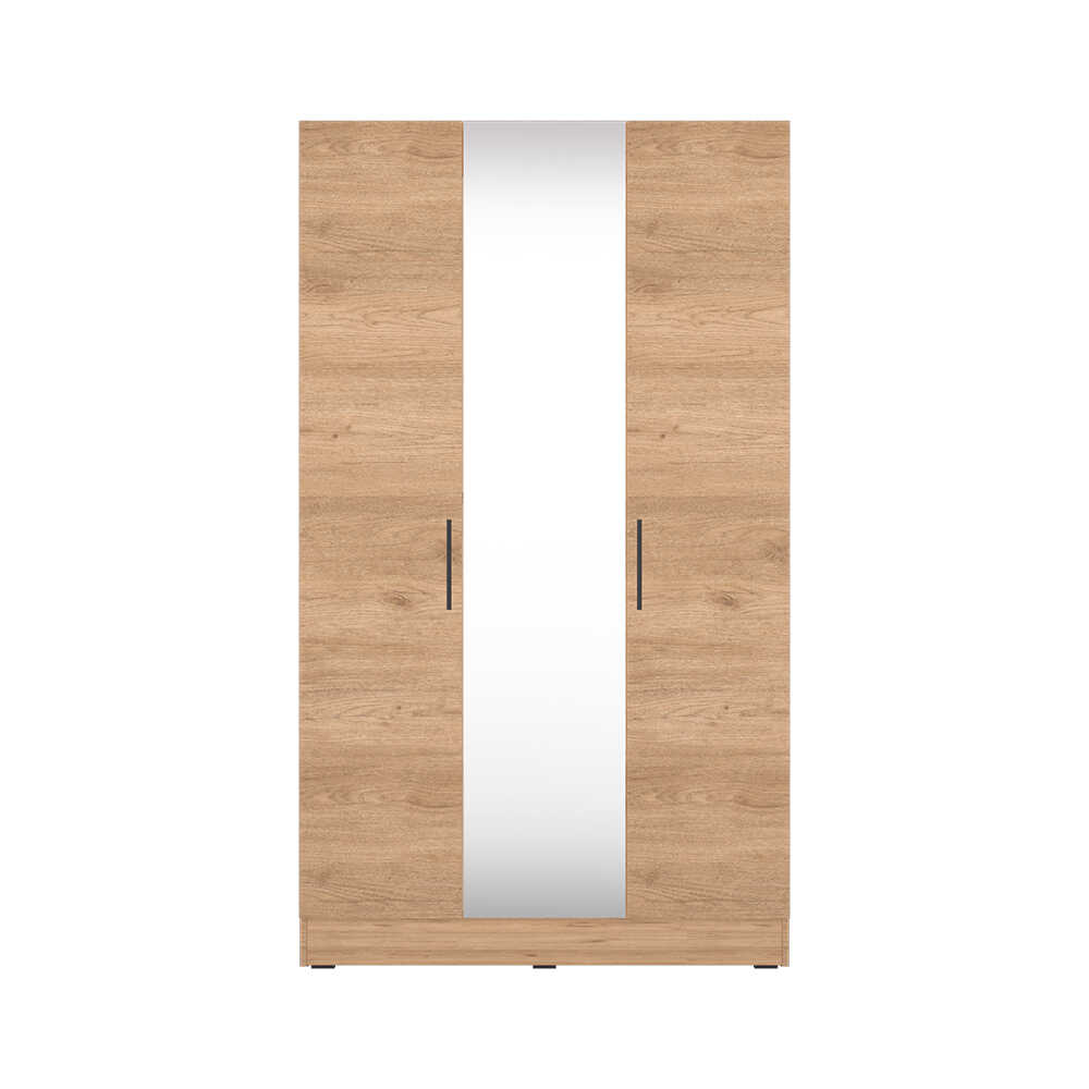 Dulap Haine Adore Trendline cu 3 usi si oglinda, Alb - Stejar, 120x207x53 cm - Stejar
