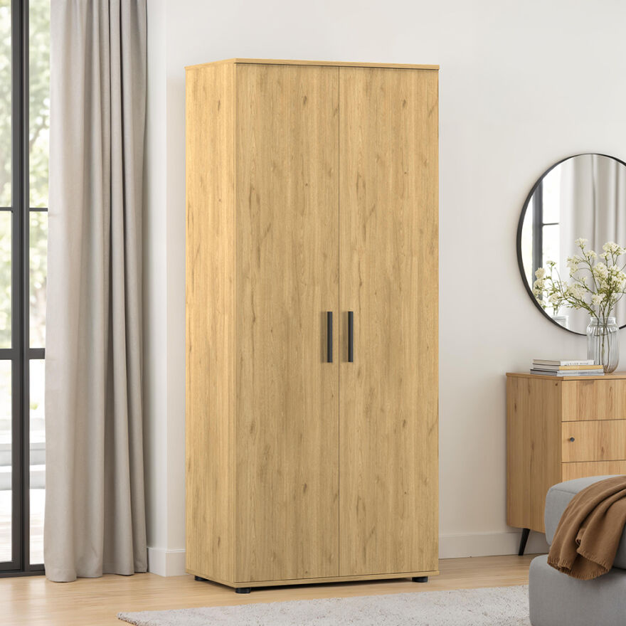Dulap Haine Adore Trendline cu 2 usi si umeras, Alb - Stejar, 80x187x47 cm - Stejar