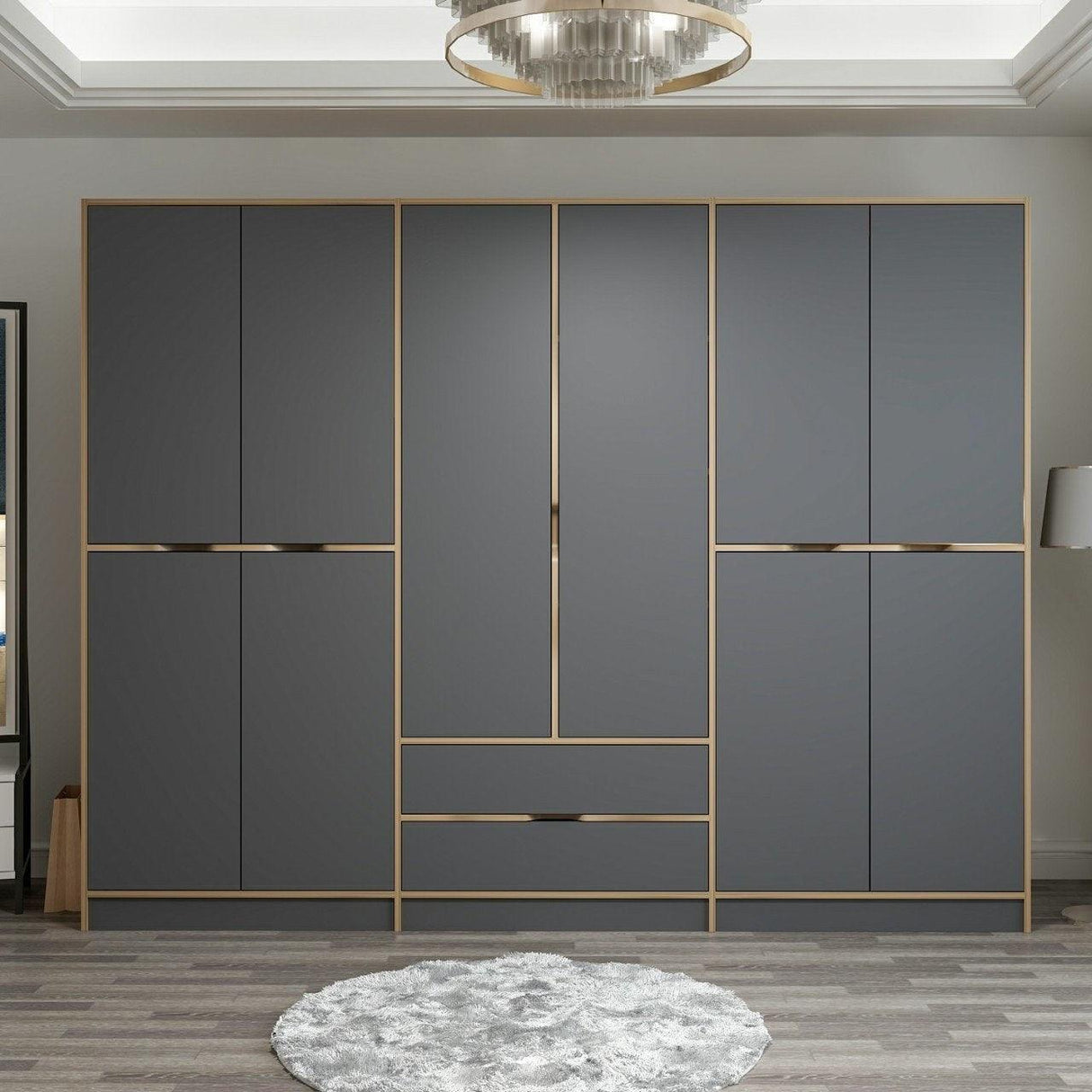 Dulap Haine Elina - 7200, Auriu, 270x210x52 cm