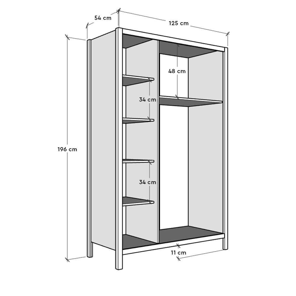 Dulap Haine MDF Adore Rustic,cu 3 usi si umarase, 6 rafturi, Alb, 125 x 196 x 54 cm