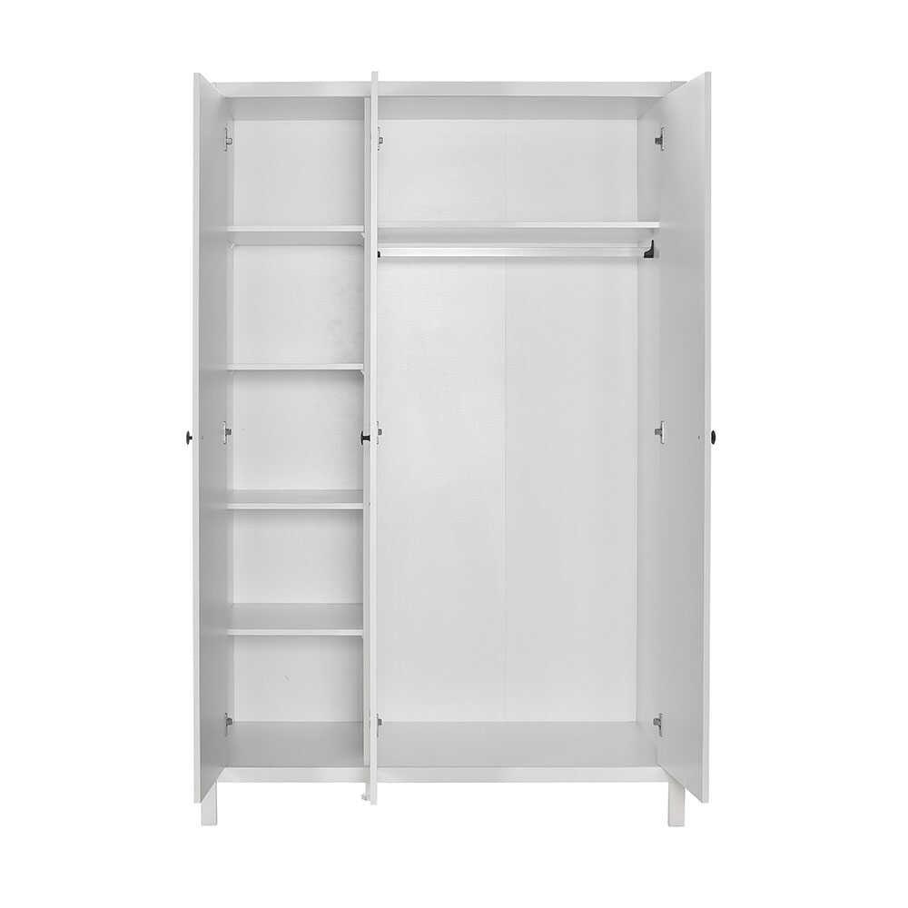 Dulap Haine MDF Adore Rustic, cu 3 usi si umarase, 6 rafturi, Alb, 125x196x54 cm
