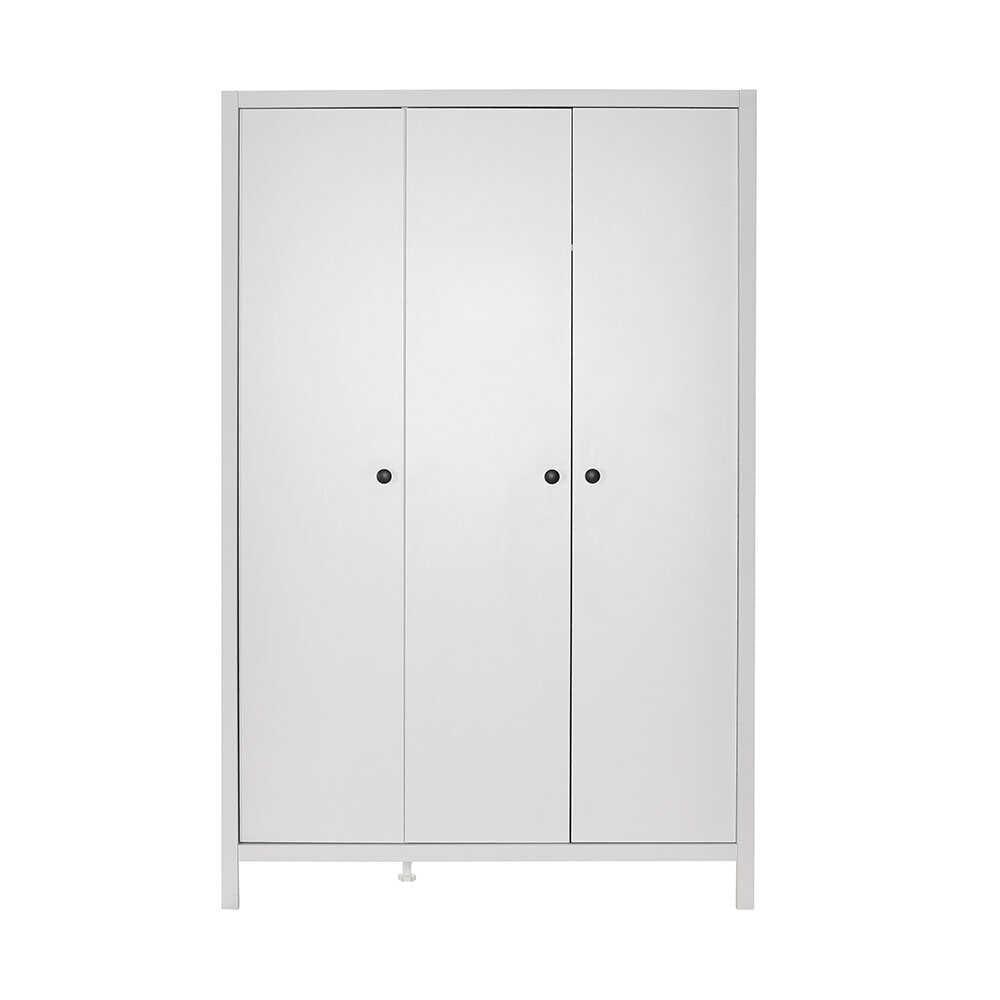Dulap Haine MDF Adore Rustic, cu 3 usi si umarase, 6 rafturi, Alb, 125x196x54 cm