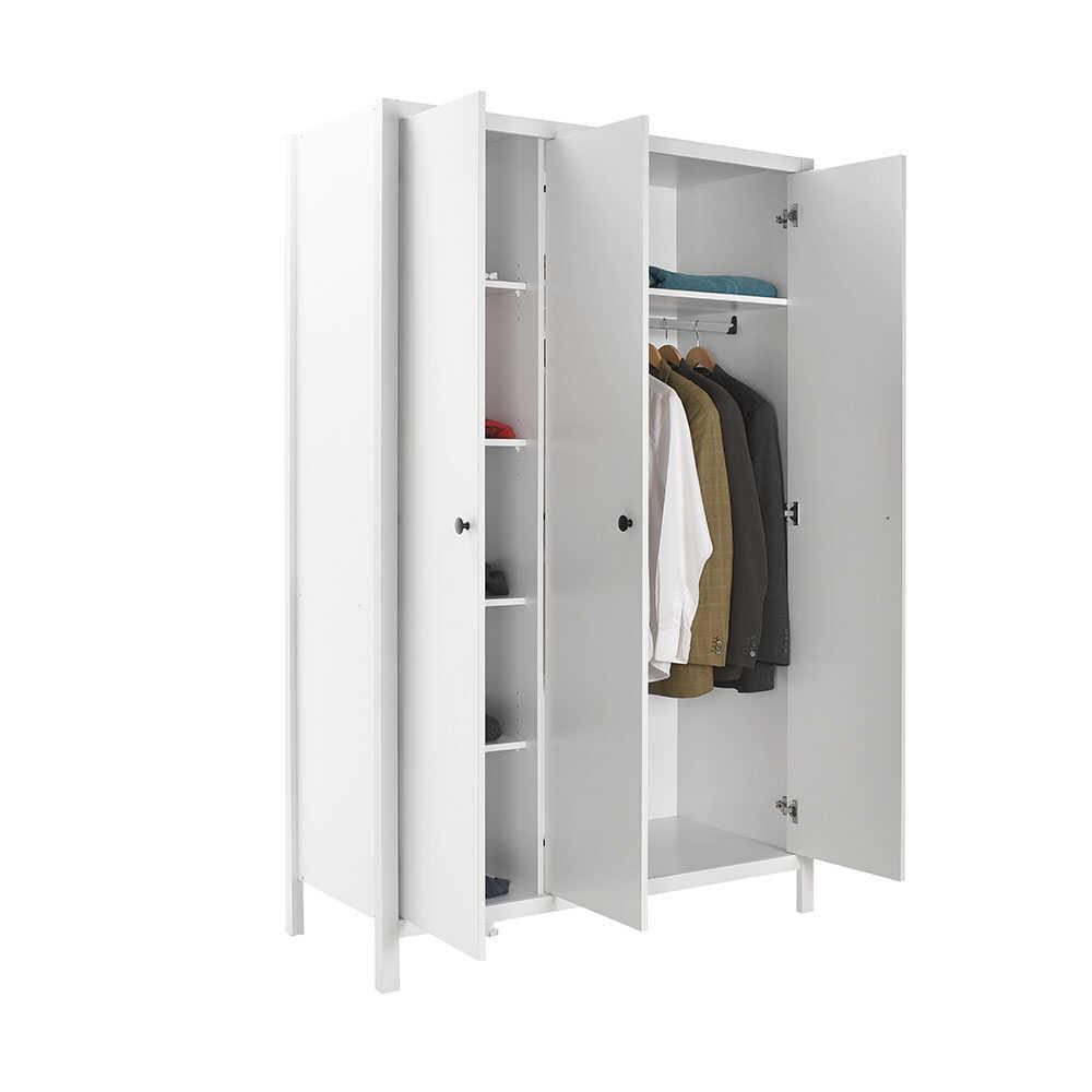 Dulap Haine MDF Adore Rustic,cu 3 usi si umarase, 6 rafturi, Alb, 125 x 196 x 54 cm